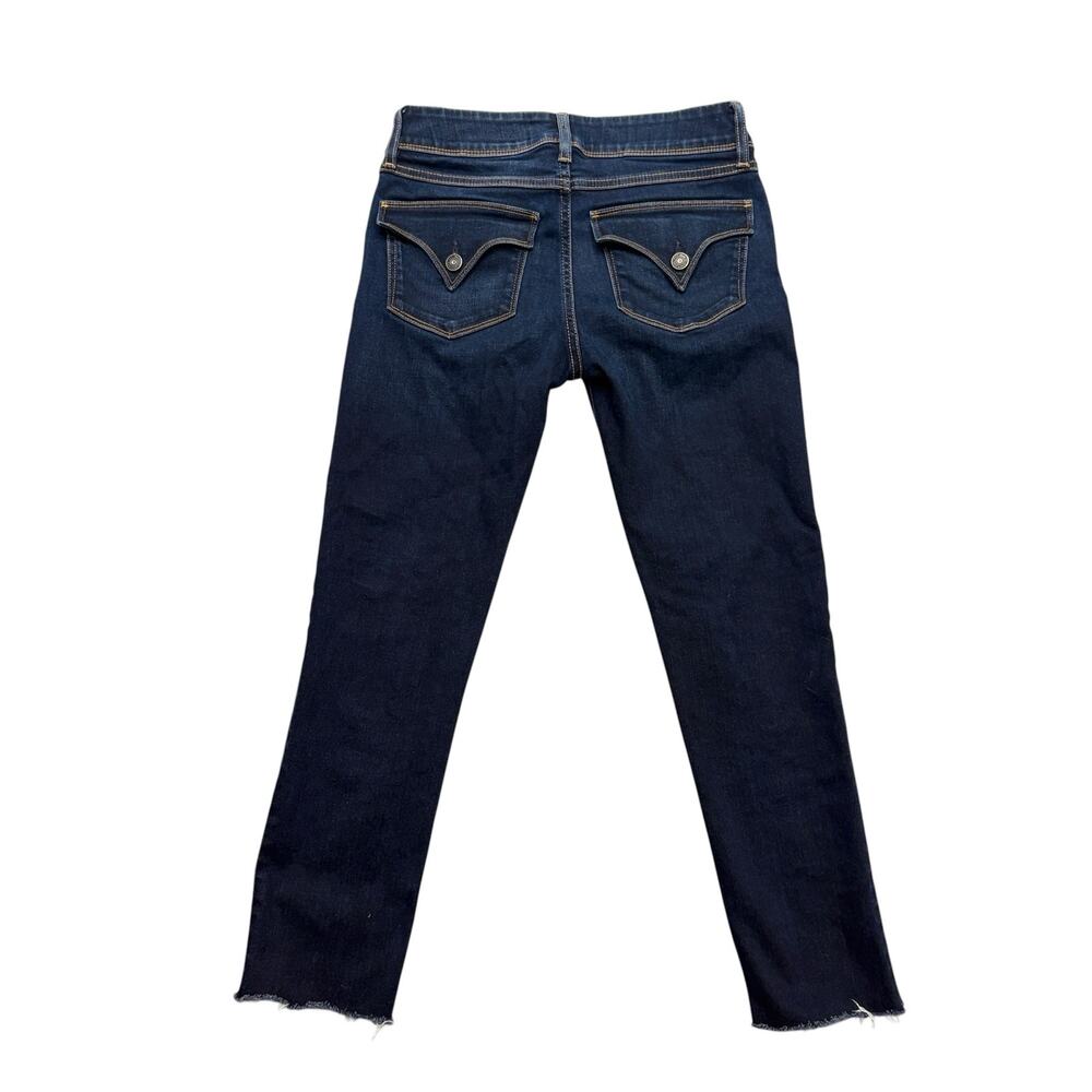 Hudson Jeans Collin Low Rise Flap Pocket Raw Hem Straight Skinny Dark Denim 26